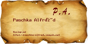 Paschka Alfréd névjegykártya